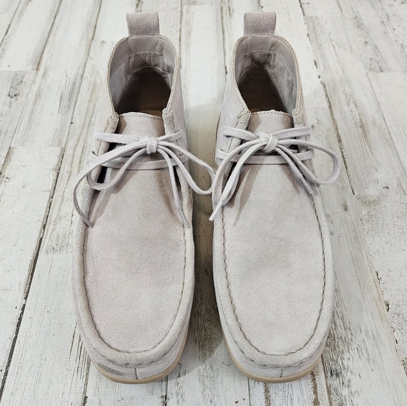 Everlane Moc Toe Wild Grey Neutral Suede Shoes Chukka Boots - Picture 7 of 9